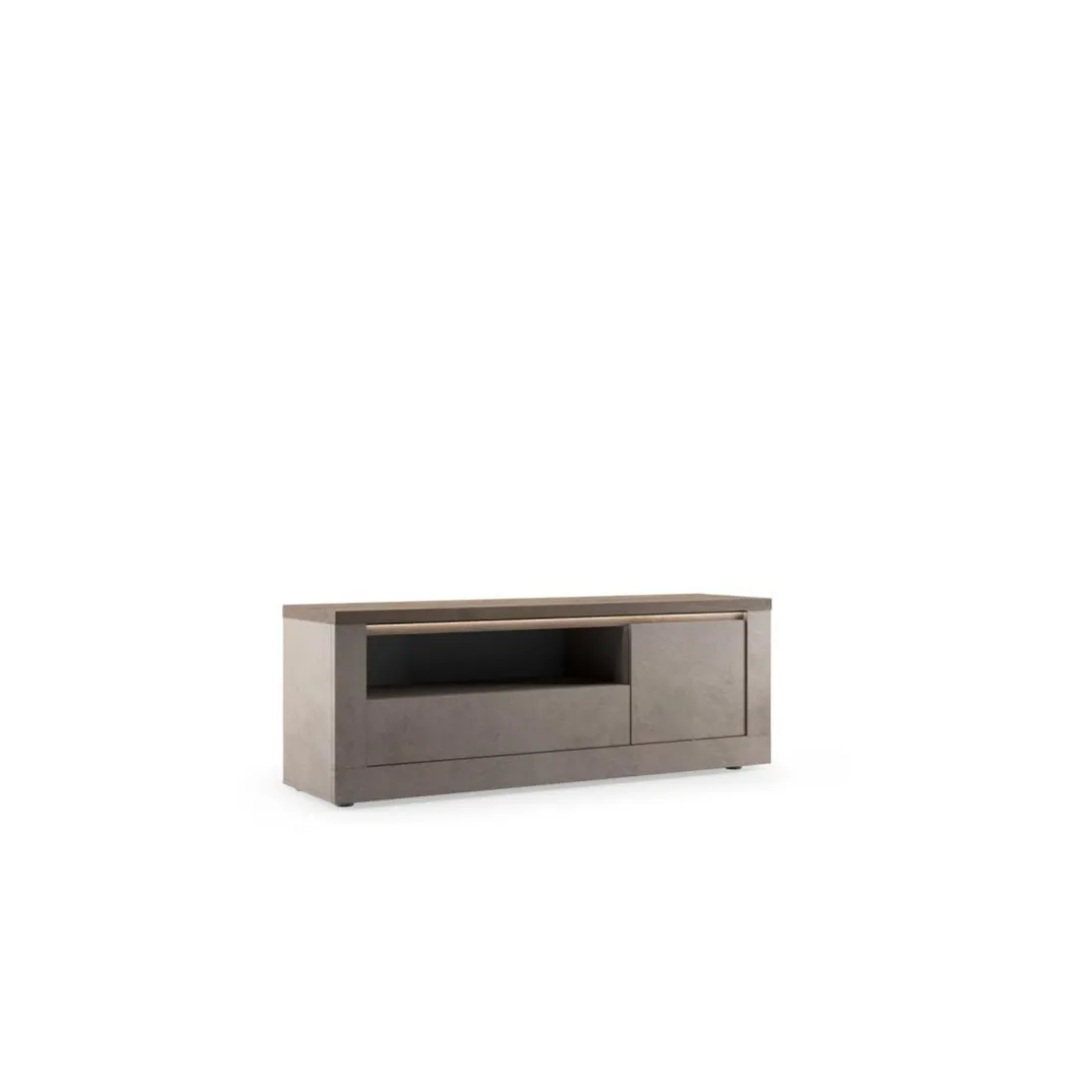 Meuble tv 1 porte et 1 tiroir et niche ISCHIA avec éclairage LED intégré
