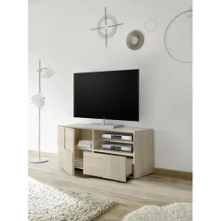 Meuble TV 1 porte et 1 tiroir DAMA décor chêne samoa