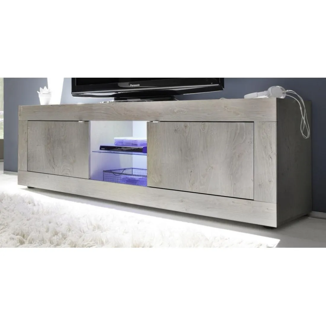 Meuble TV 2 portes BASIC décor chene pin