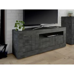 Meuble TV 3 portes battantes URBINO oxyde