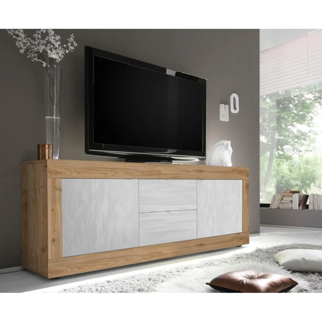 Meuble TV 2 portes et 2 tiroirs