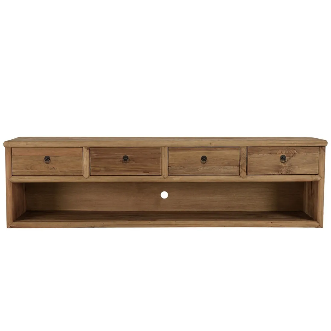 Meuble TV 4 tiroirs 1 niche bois pin recyclé SANDY