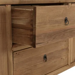 Meuble TV 2 tiroirs 4 portes bois pin recyclé SANDY
