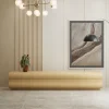 Meuble tv 8 tiroirs arrondis Mezade Bois Beige