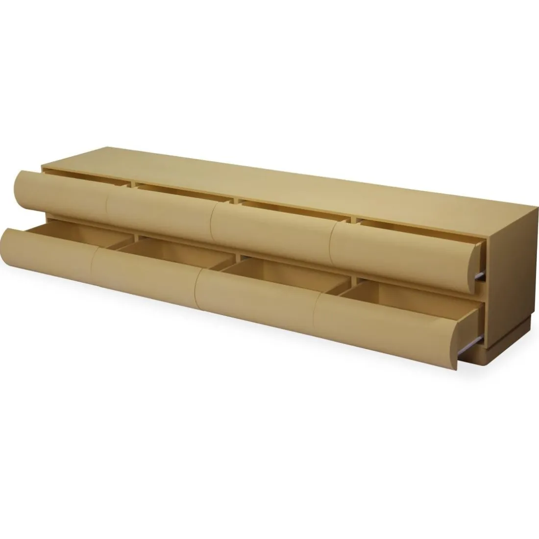 Meuble tv 8 tiroirs arrondis Mezade Bois Beige