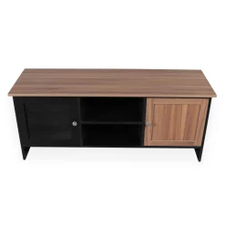 Meuble TV contemporain 2 portes Franck Bois et Noir