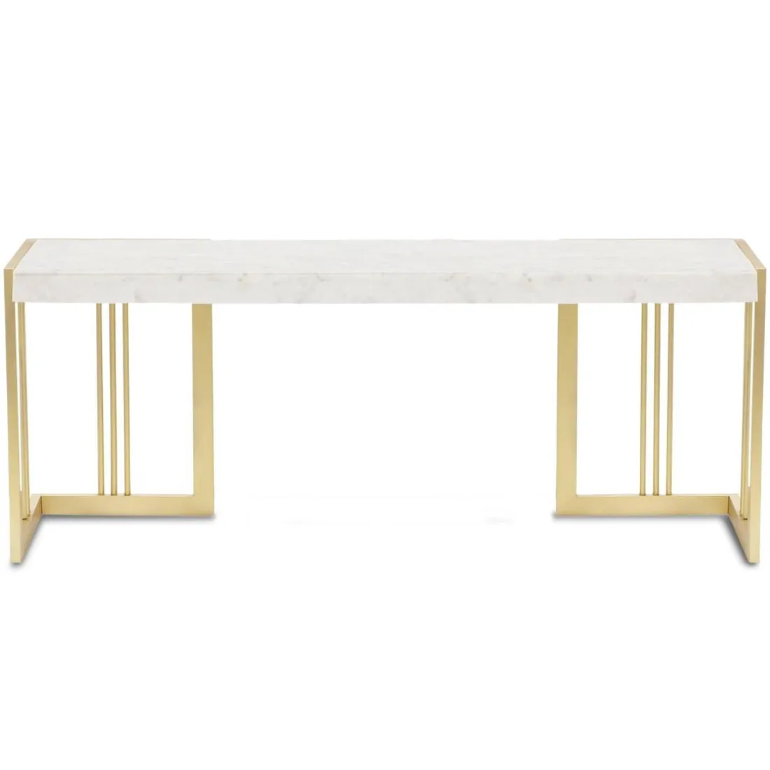 Meuble TV design 140cm Marbre Blanc et pieds Métal Or