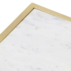 Meuble TV design 140cm Marbre Blanc et pieds Métal Or