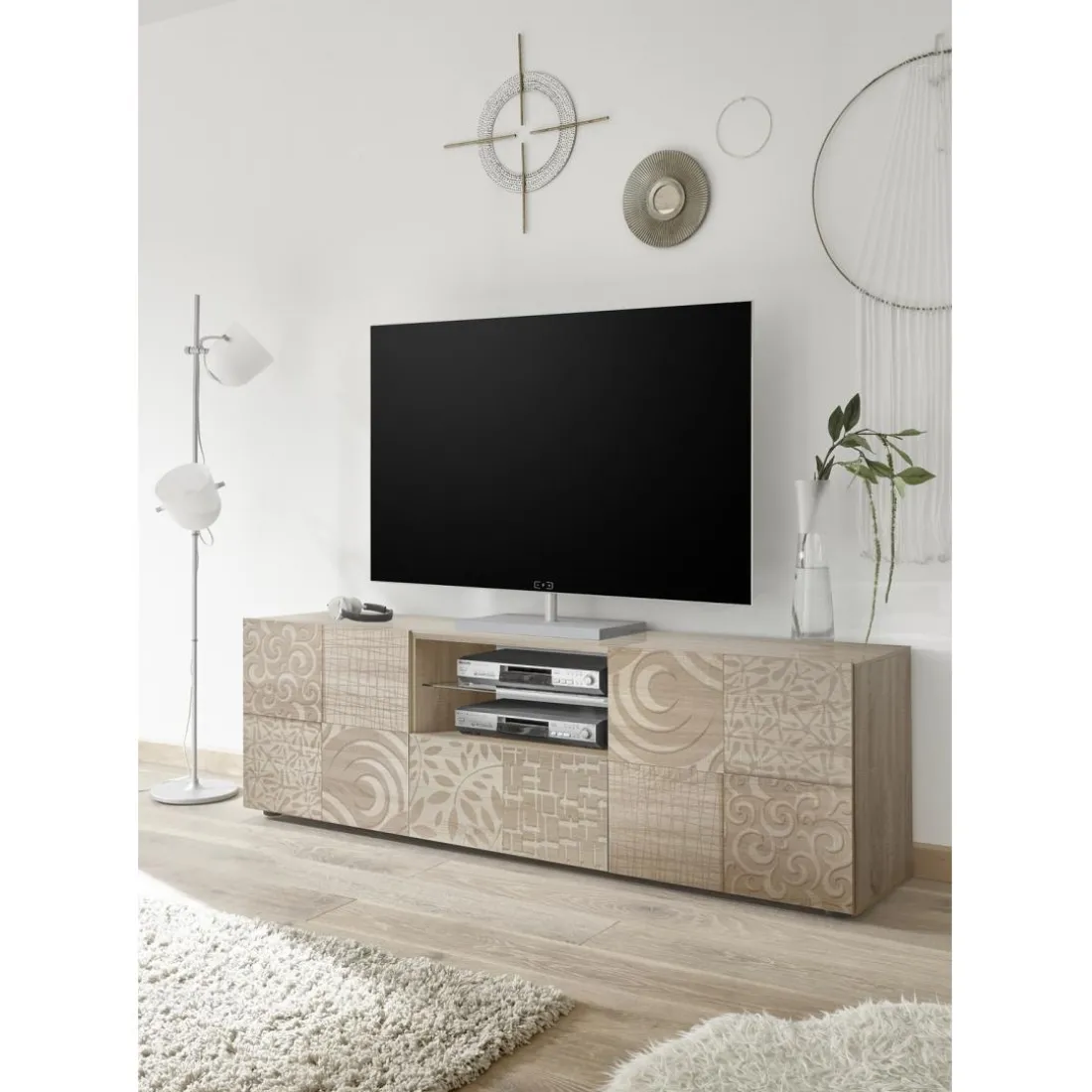 Meuble TV deux portes et 1 tiroir MIRO décor chêne