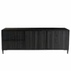 Meuble TV en bois de manguier avec 2 portes et 2 tiroirs sculptés GLORIA noir