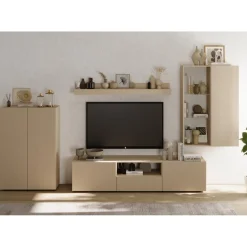 Meuble TV en Panneau de particules Bois blanc