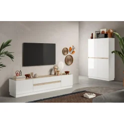 Meuble TV FANTASY blanc laqué
