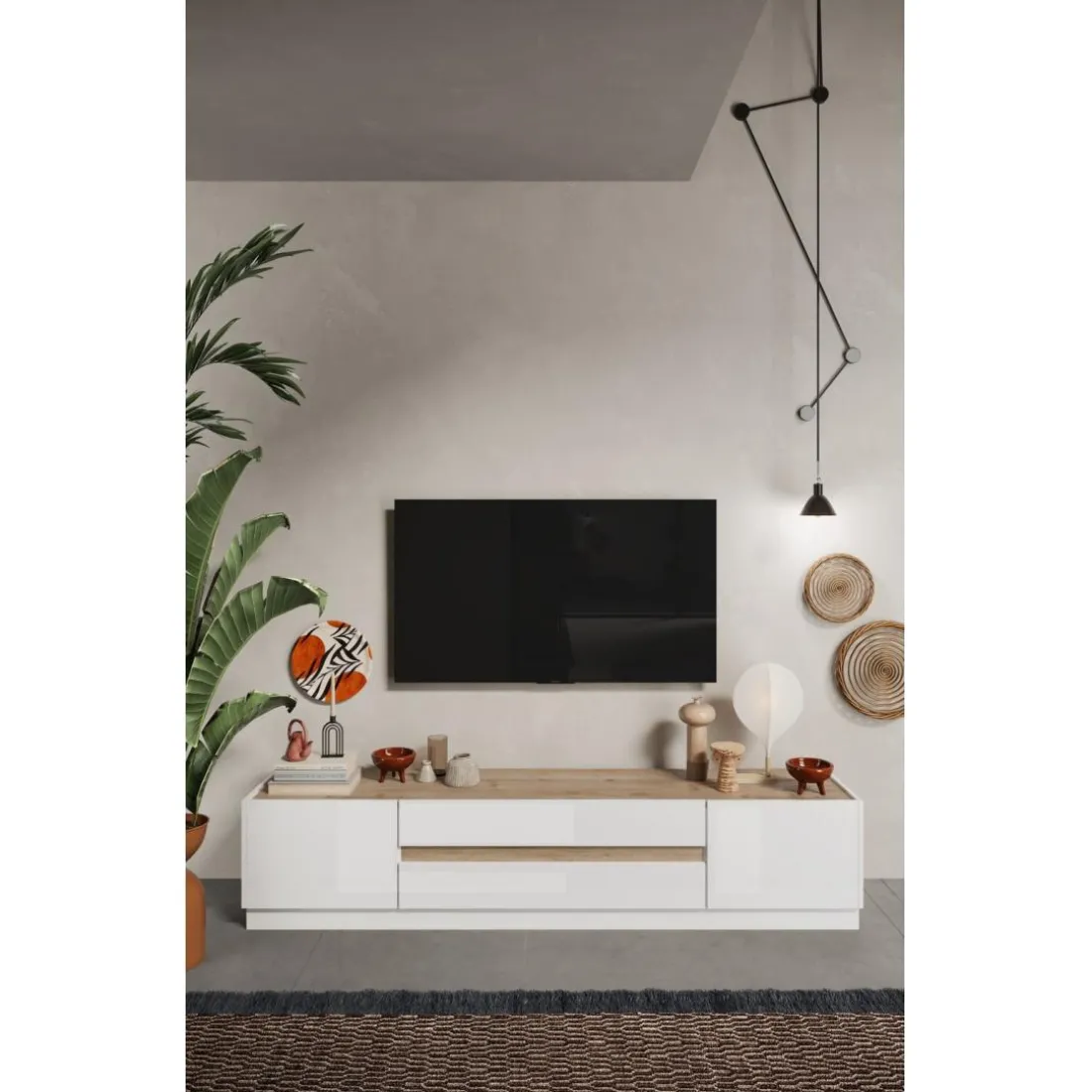 Meuble TV FANTASY blanc laqué