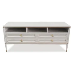 Meuble TV élégant 4 tiroirs Beige clair et Or
