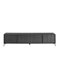 Meuble TV lowboard 4 portes chene noir
