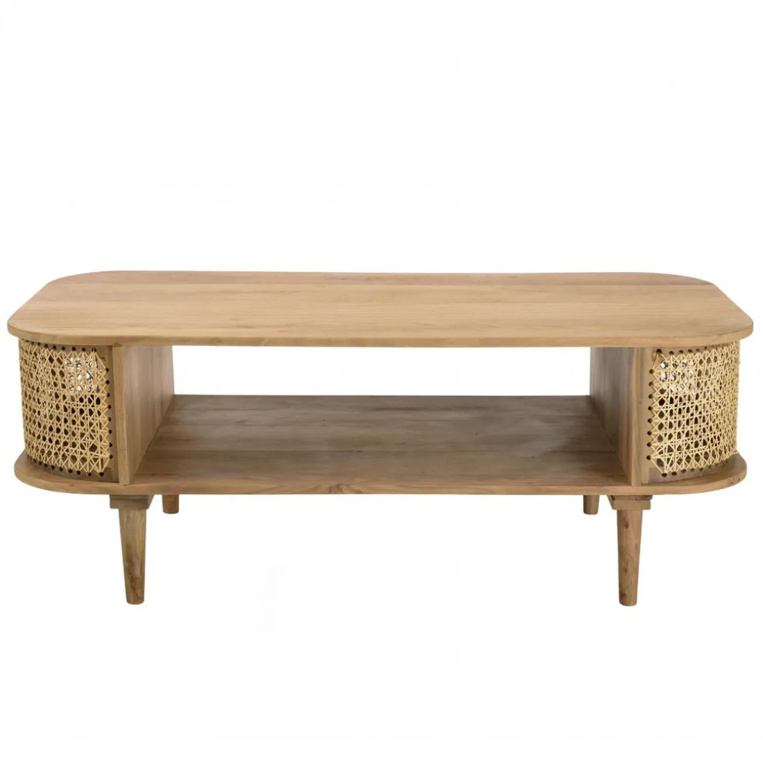 Meuble TV marron bois de jamelonier et cannage naturel ISA
