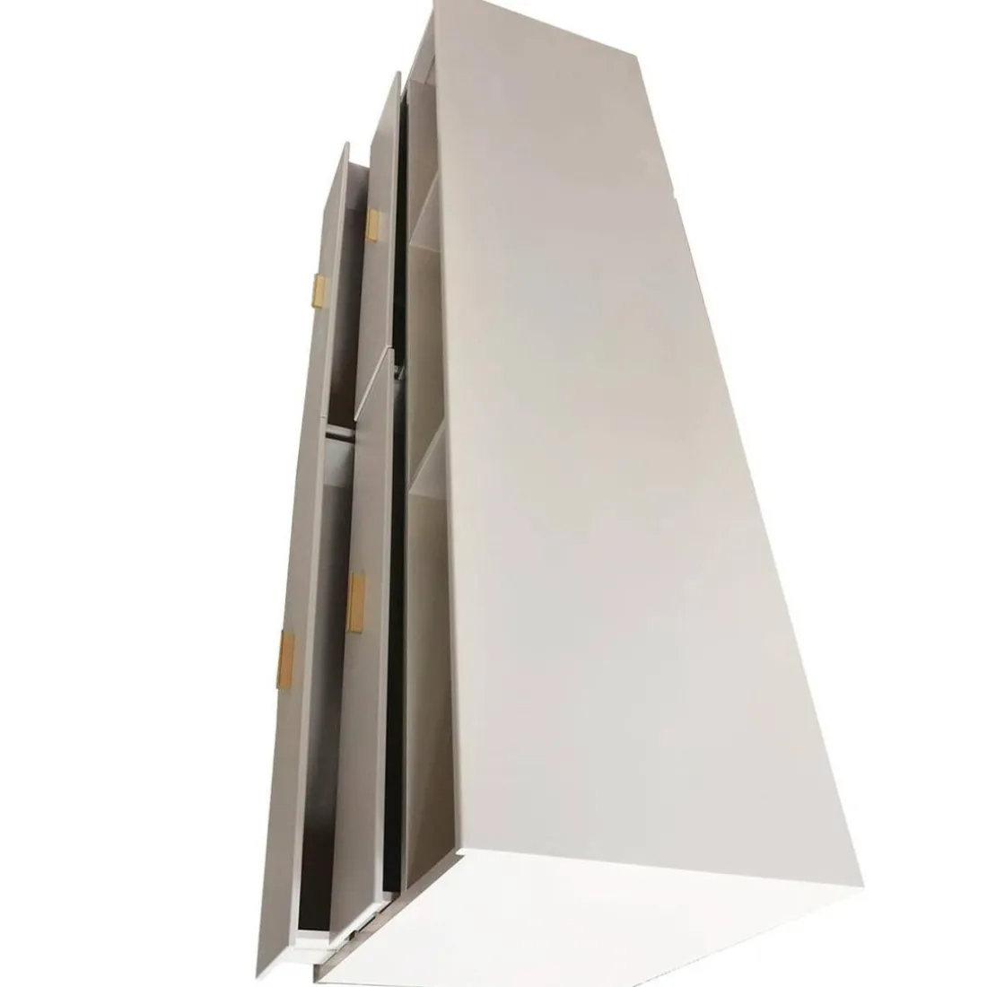 Meuble TV moderne 4 tiroirs Taupe clair et Or