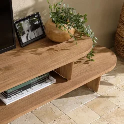 Meuble TV modulable 160x40cm en bois de teck recyclé naturel