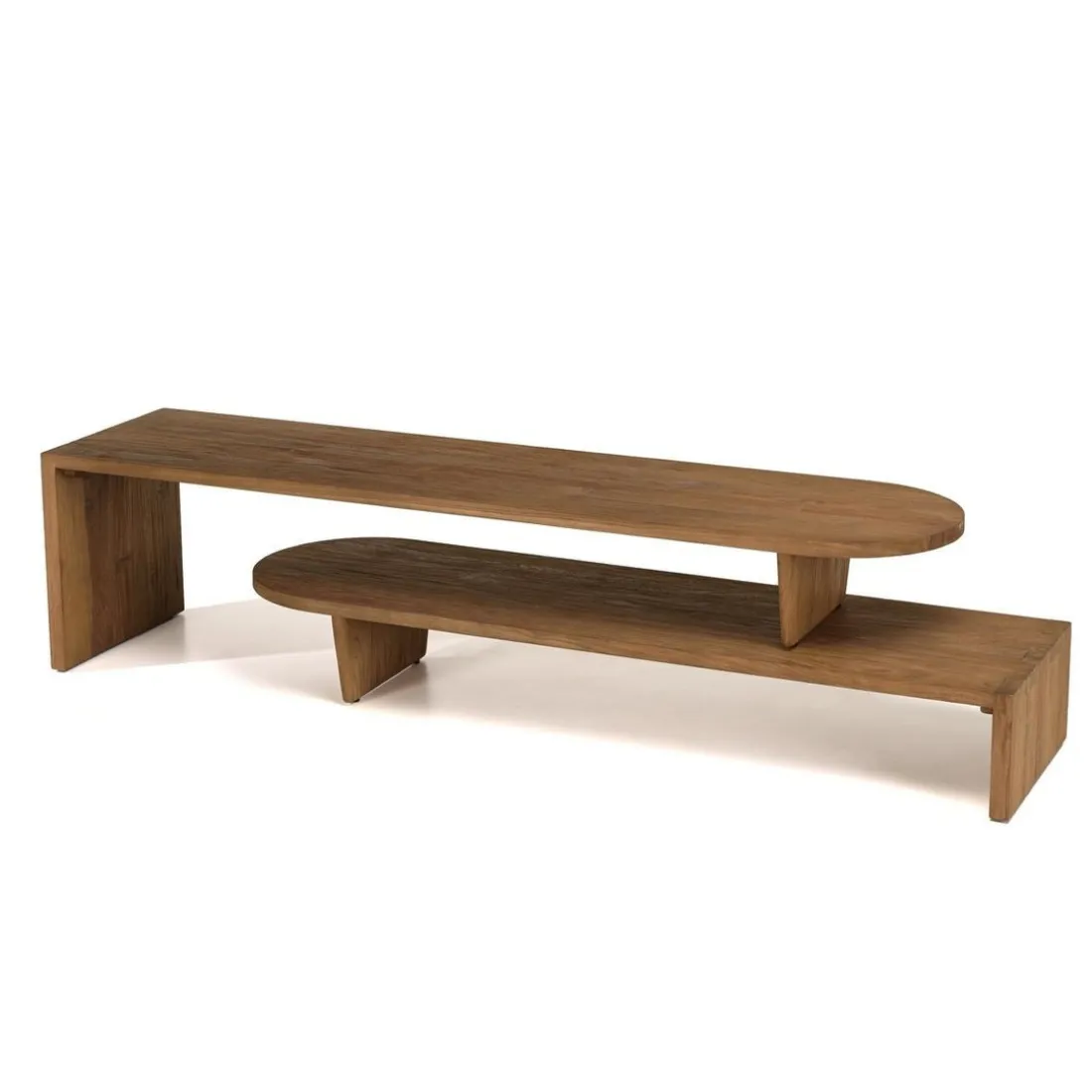 Meuble TV modulable 160x40cm en bois de teck recyclé naturel
