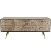 Meuble TV scandinave 6 tiroirs en sapin pieds métal - DEBBIE