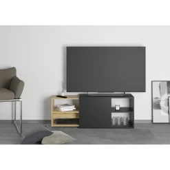 Meuble TV SLIDE 2 anthracite et naturel