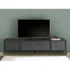 Meuble TV STEEL lowboard 4 portes chene noir