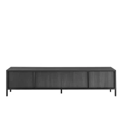 Meuble TV STEEL lowboard 4 portes chene noir