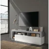 Meuble TV un abattant blanc lacqué brillant béton