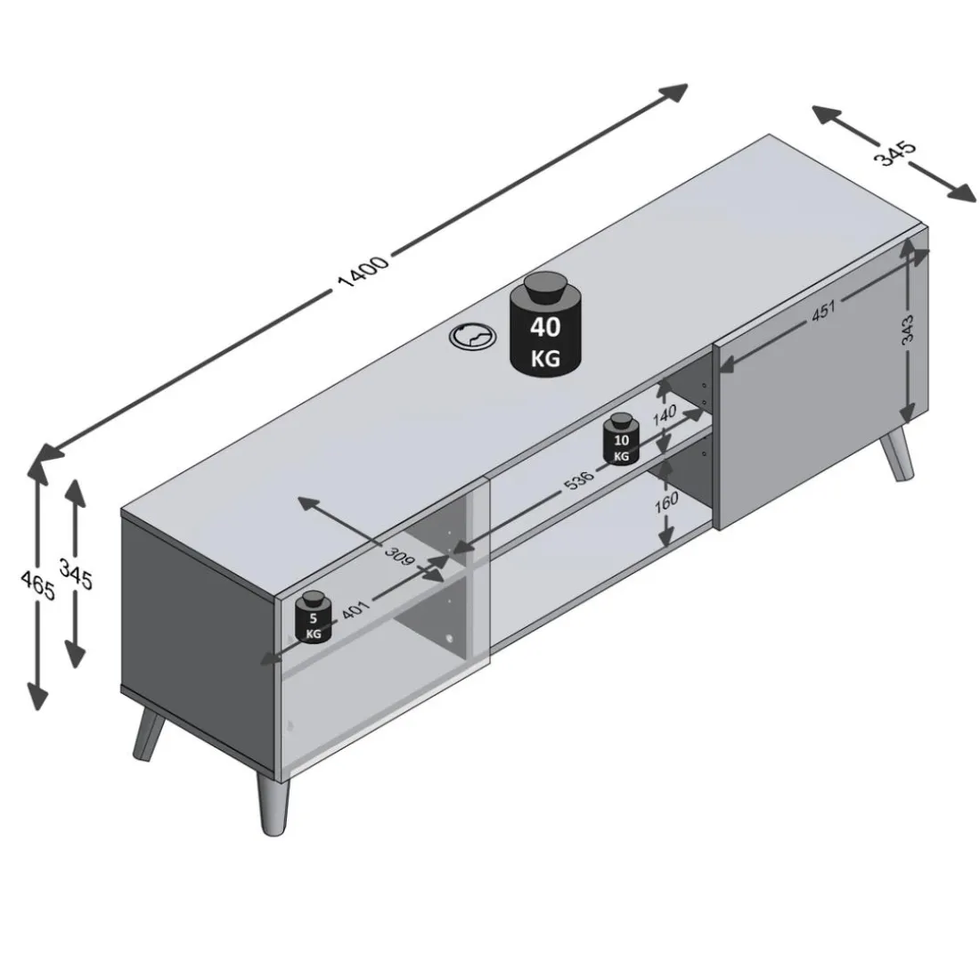 Meuble TV/Hifi BRIGHTON blanc