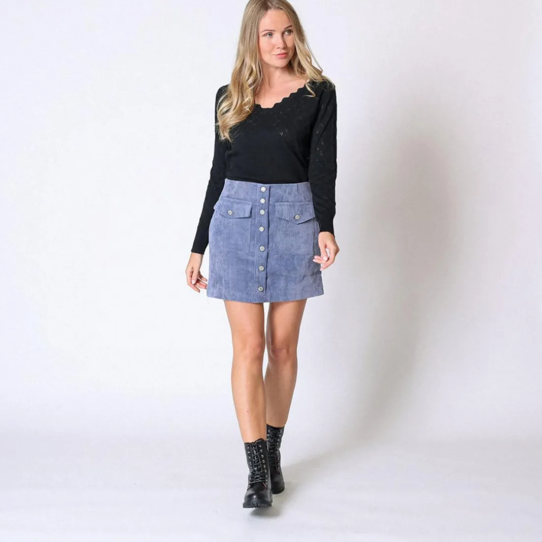 Mini Jupe en velours Jacksonville bleu
