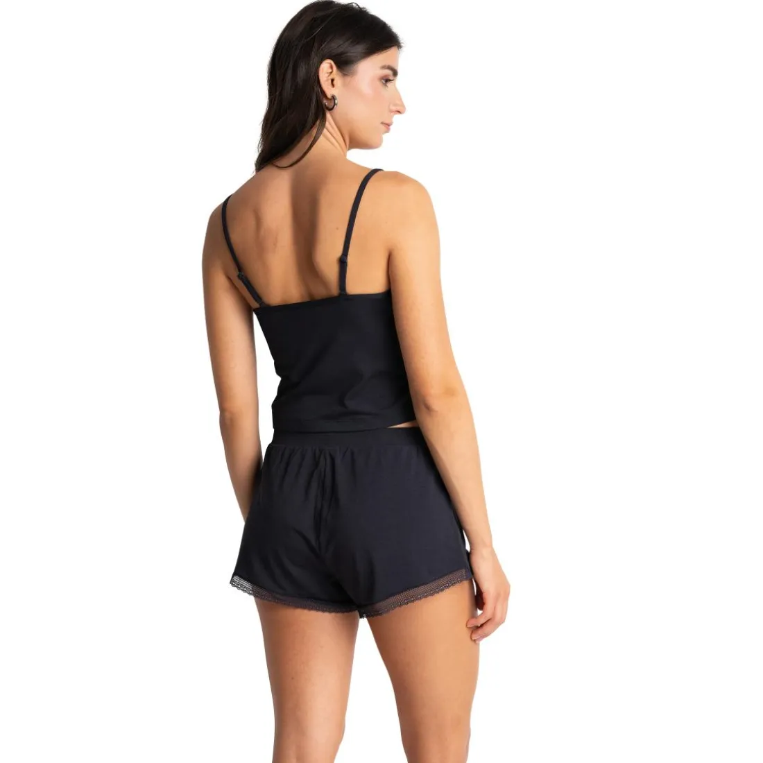 Mini short taille haute en coton - Noir