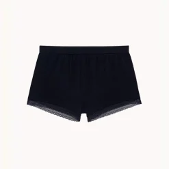 Mini short taille haute en coton - Noir