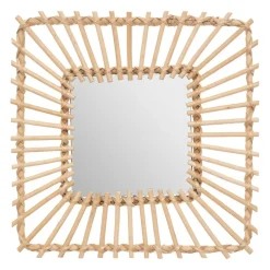 Miroir carré en rotin 40x40 beige