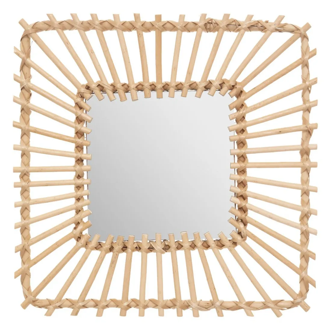 Miroir carré en rotin 40x40 beige