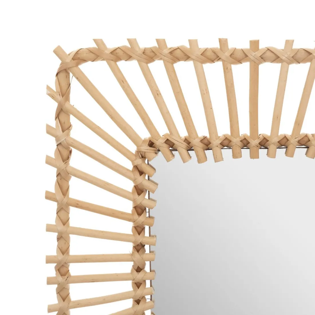 Miroir carré en rotin 40x40 beige