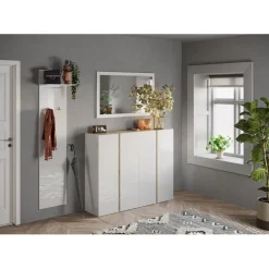 Miroir Ferrare à fixer cadre coloris blanc laqué brillant. L72x 118H