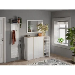 Miroir Ferrare à fixer cadre coloris blanc laqué brillant. L72x 118H