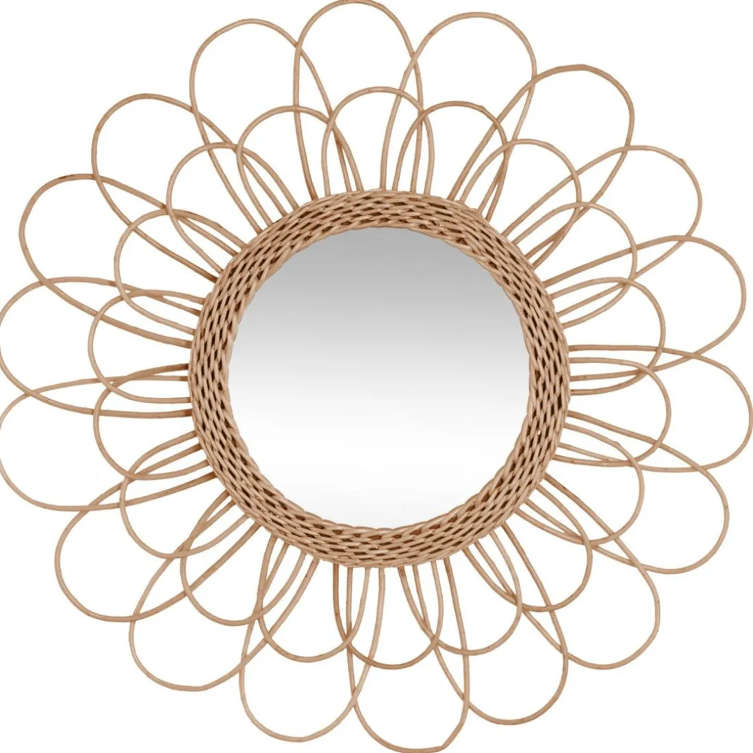 Miroir Fleur en Rotin D56
