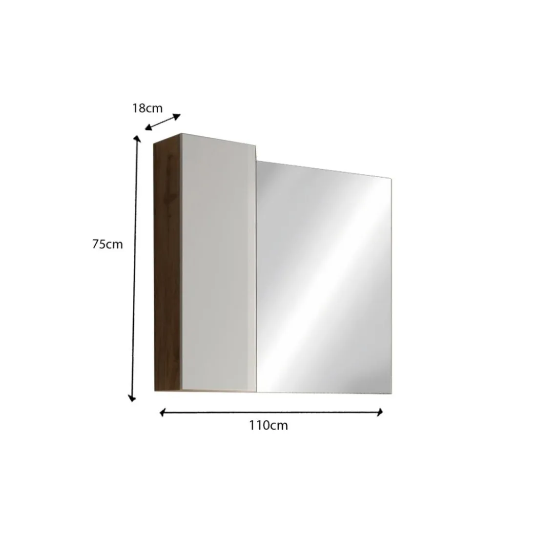 Miroir Led avec Colonne Integrée 1 Porte Ancona 110 cm