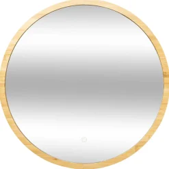 Miroir LED Mural Rond Bambou