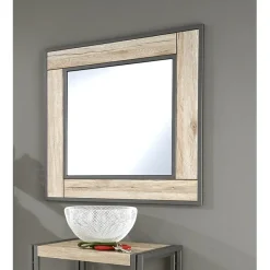 Miroir mural avec cadre décor chêne San Remo