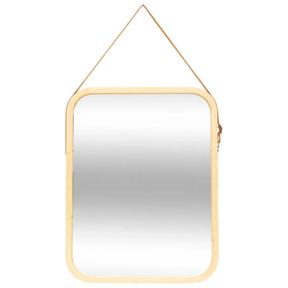 Miroir mural avec lanière en cuir