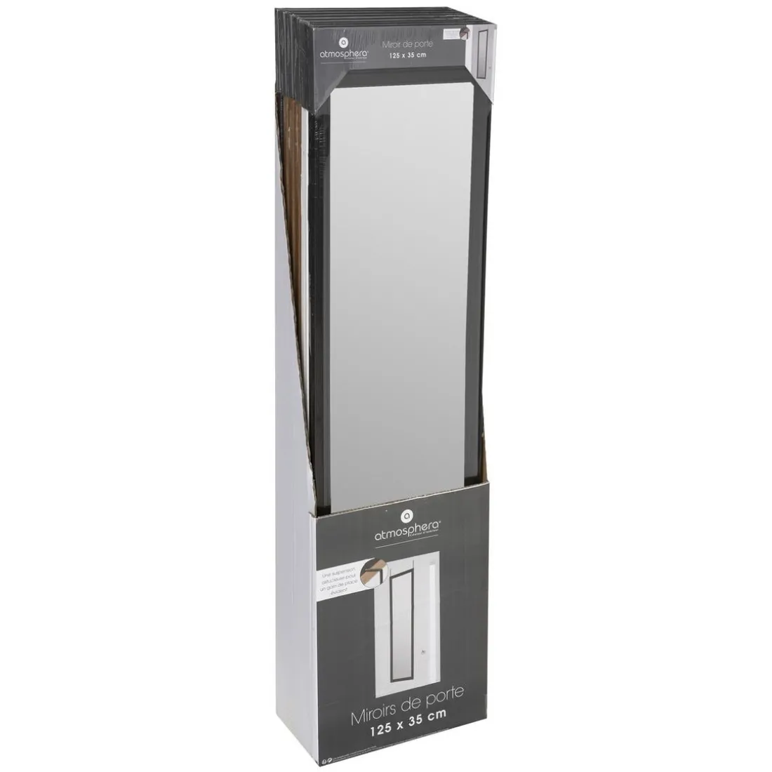 Miroir Porte Plastique 35 x 125 cm Paco noir