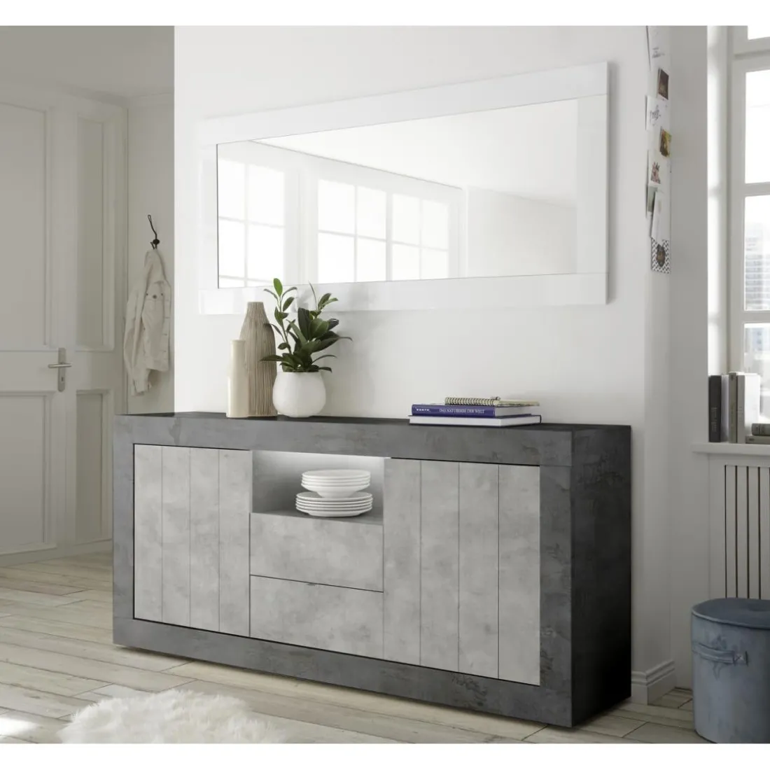 Miroir rectangulaire AMALFI laqué blanc brillant