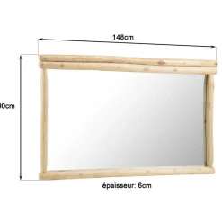 Miroir rectangulaire en branches de Teck naturel WILL Beige