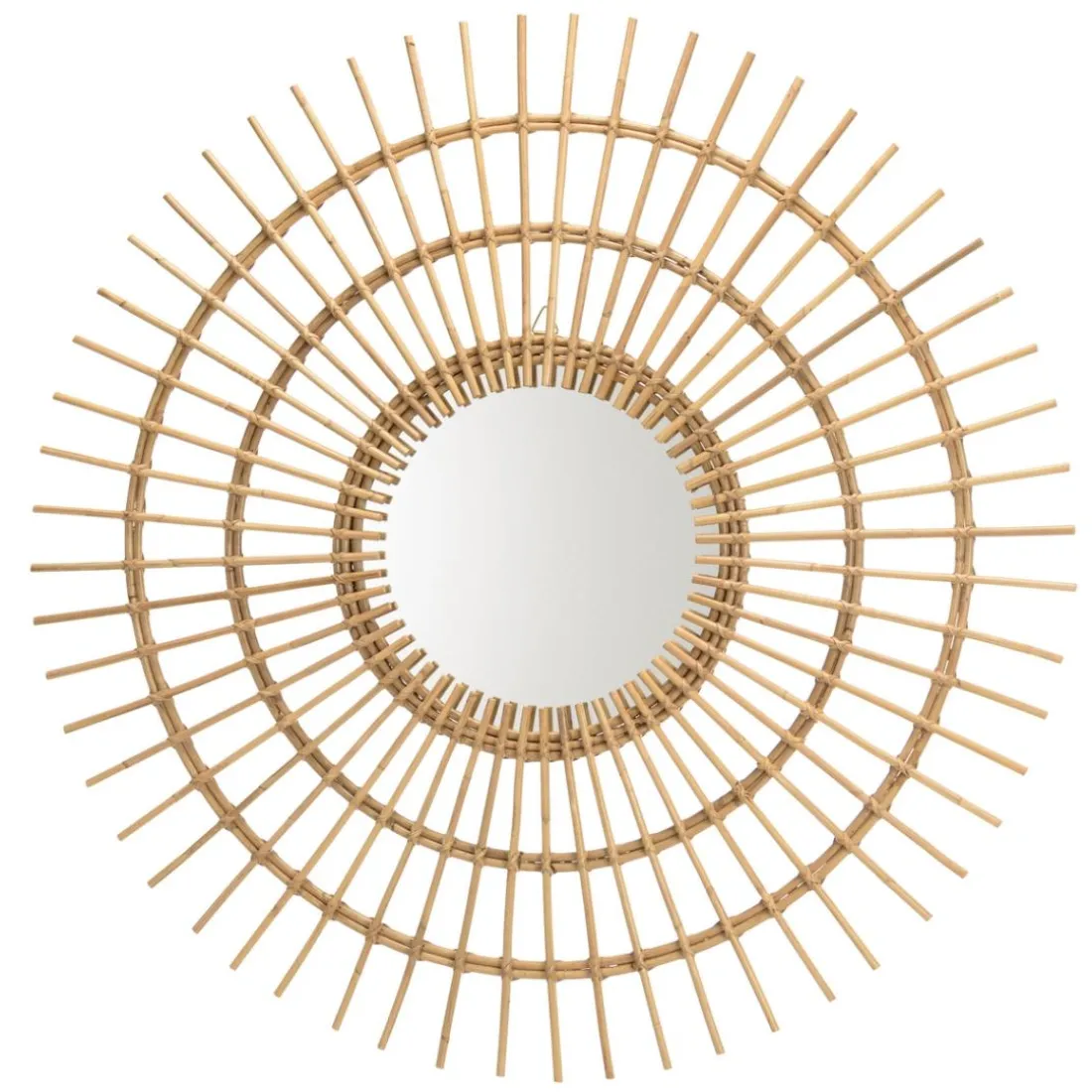 Miroir rond modèle soleil en rotin couleur brun miel KALLY