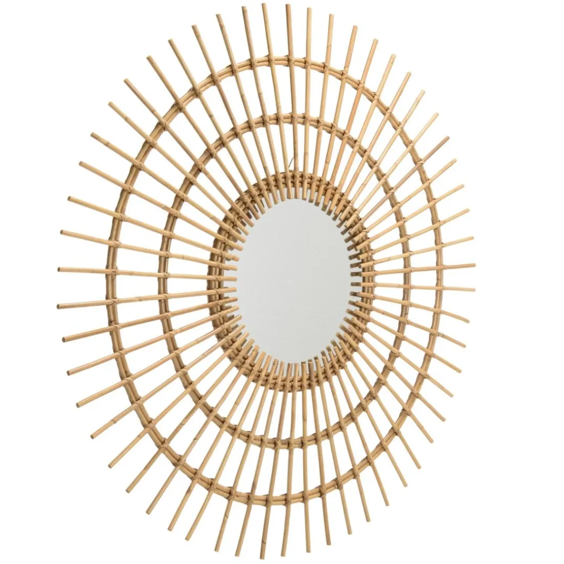 Miroir rond modèle soleil en rotin couleur brun miel KALLY