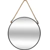 Miroir Rond Métal avec Corde noir