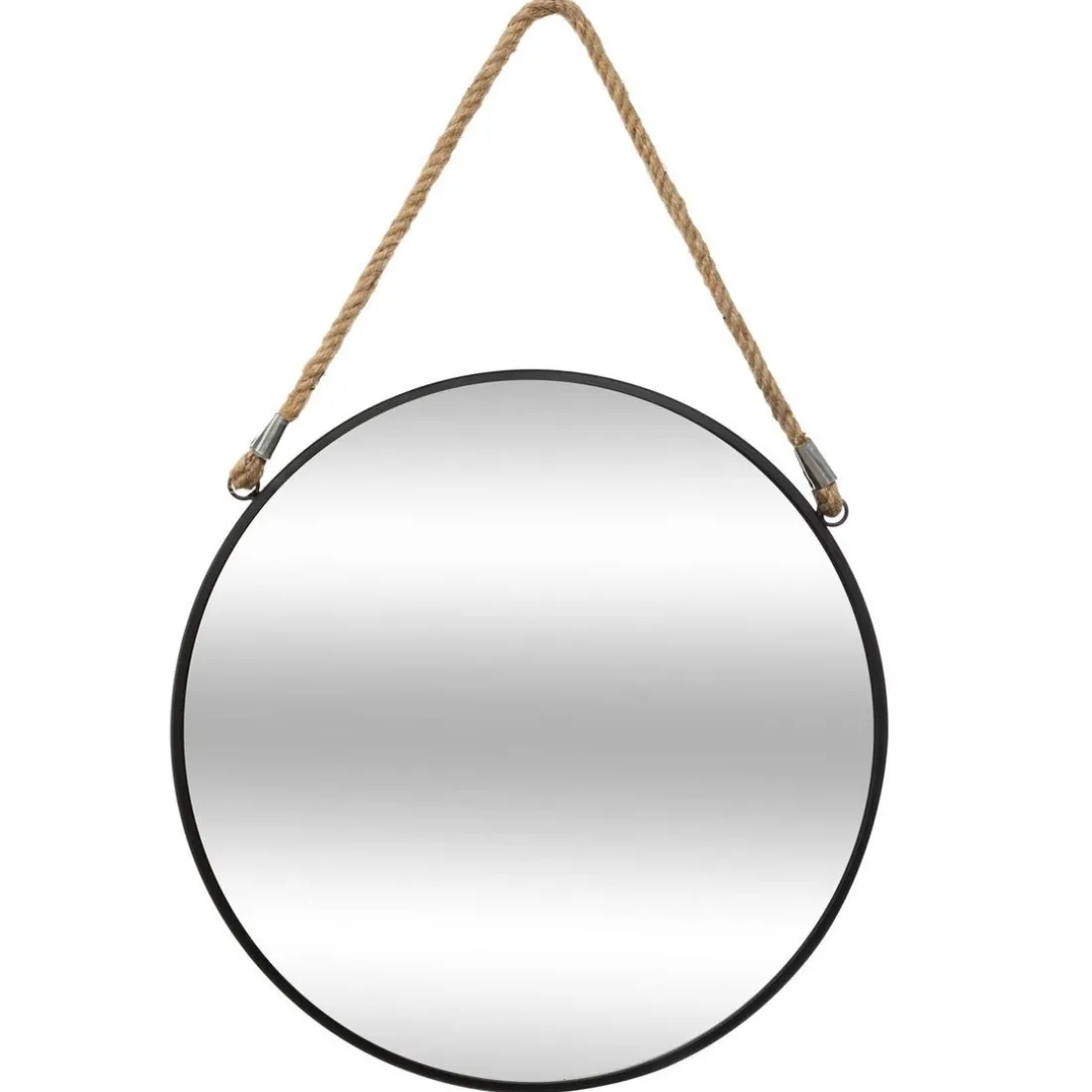 Miroir Rond Métal avec Corde noir
