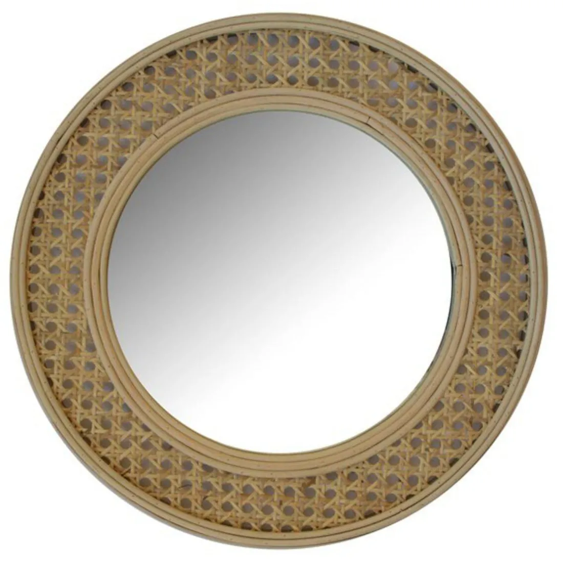 Miroir Rotin Rond 37cm Canne